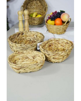 3 Lü Hasır Oval Sepet