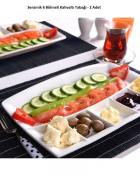 Seramik 6 Bölmeli Kahvaltı Tabağı - 2 Adet